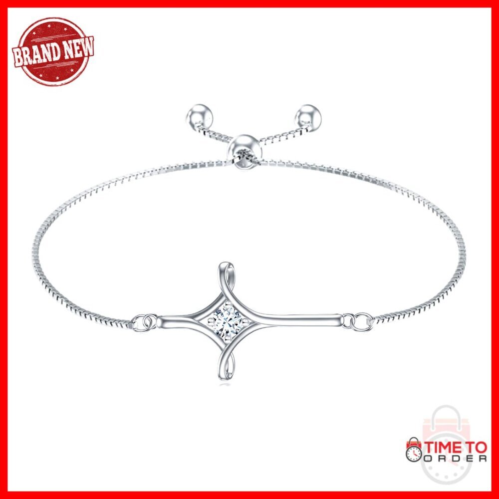 Sterling Silver Infinity Cross Bracelet Birthstone Fine Jewelry Adjustable